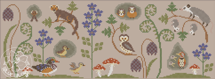 PREORDER Blue Flower TRUNK TOWN SPRING Cross Stitch Pattern Nashville Market