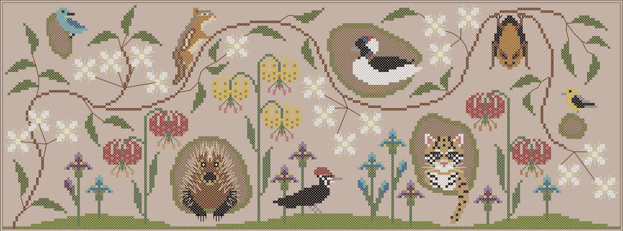 TRUNK TOWN SUMMER The Blue Flower Cross Stitch Pattern