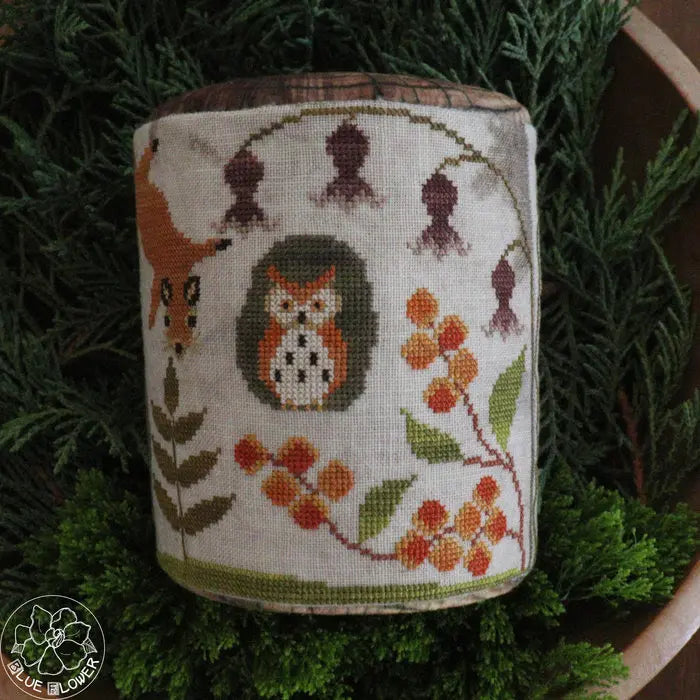 PREORDER Blue Flower TRUNK TOWN AUTUMN Cross Stitch Pattern