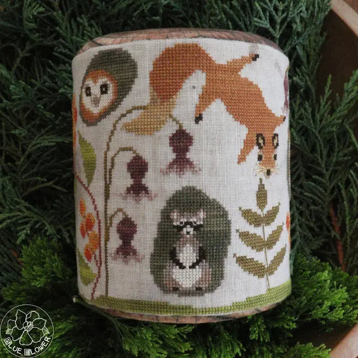 PREORDER Blue Flower TRUNK TOWN AUTUMN Cross Stitch Pattern