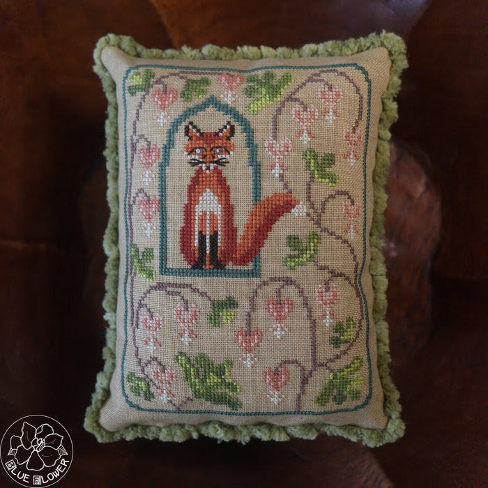 PREORDER Blue Flower TUDOR FOX Cross Stitch Pattern Nashville Market