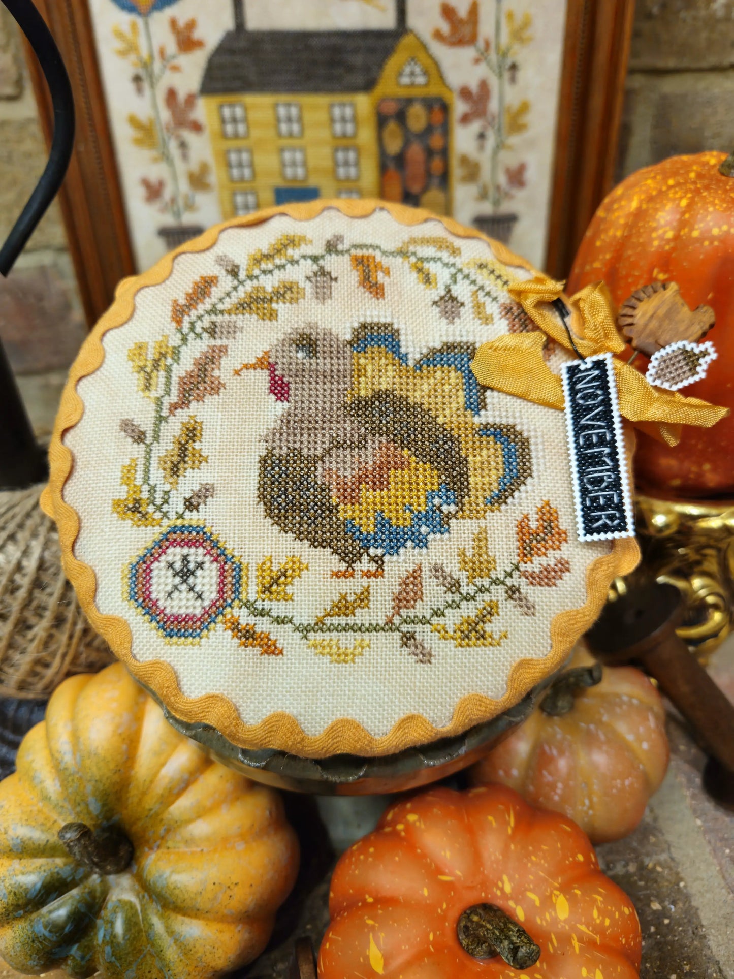 PREORDER Quaint Rose Needlearts TURKEY PIN DRUM SHORTIES MONTH #11 Cross Stitch Pattern