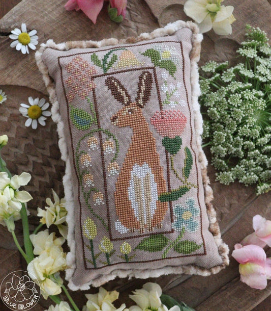 Tudor Hare Cross Stitch Pattern Physical Copy The Blue Flower