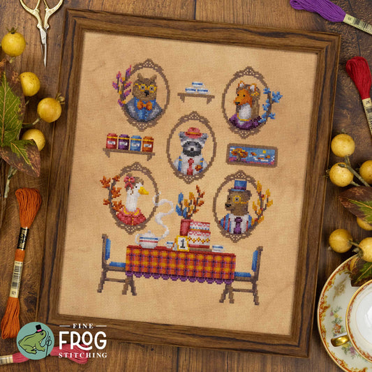 PREORDER Fine Frog Stitching TWIGS AND TEA Cross Stitch Pattern Nashville Market
