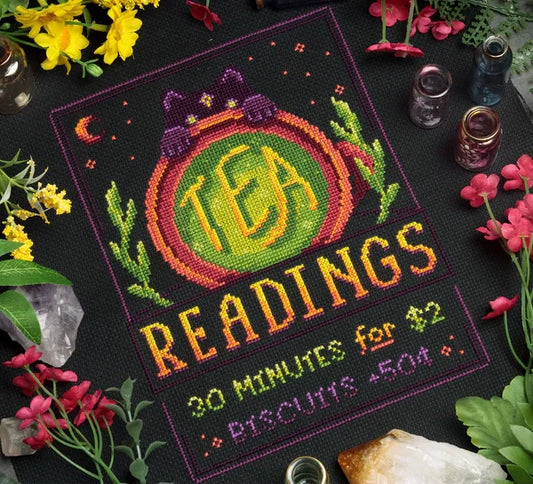 SALE Two-Dollar Tea Readings Cross Stitch Pattern by Fine Frog Stitching