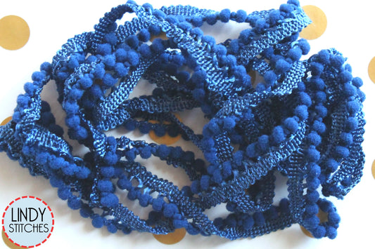 Union Mini Pom Pom Trim by Lady Dot Creates Hand Dyed 2 Yards Navy