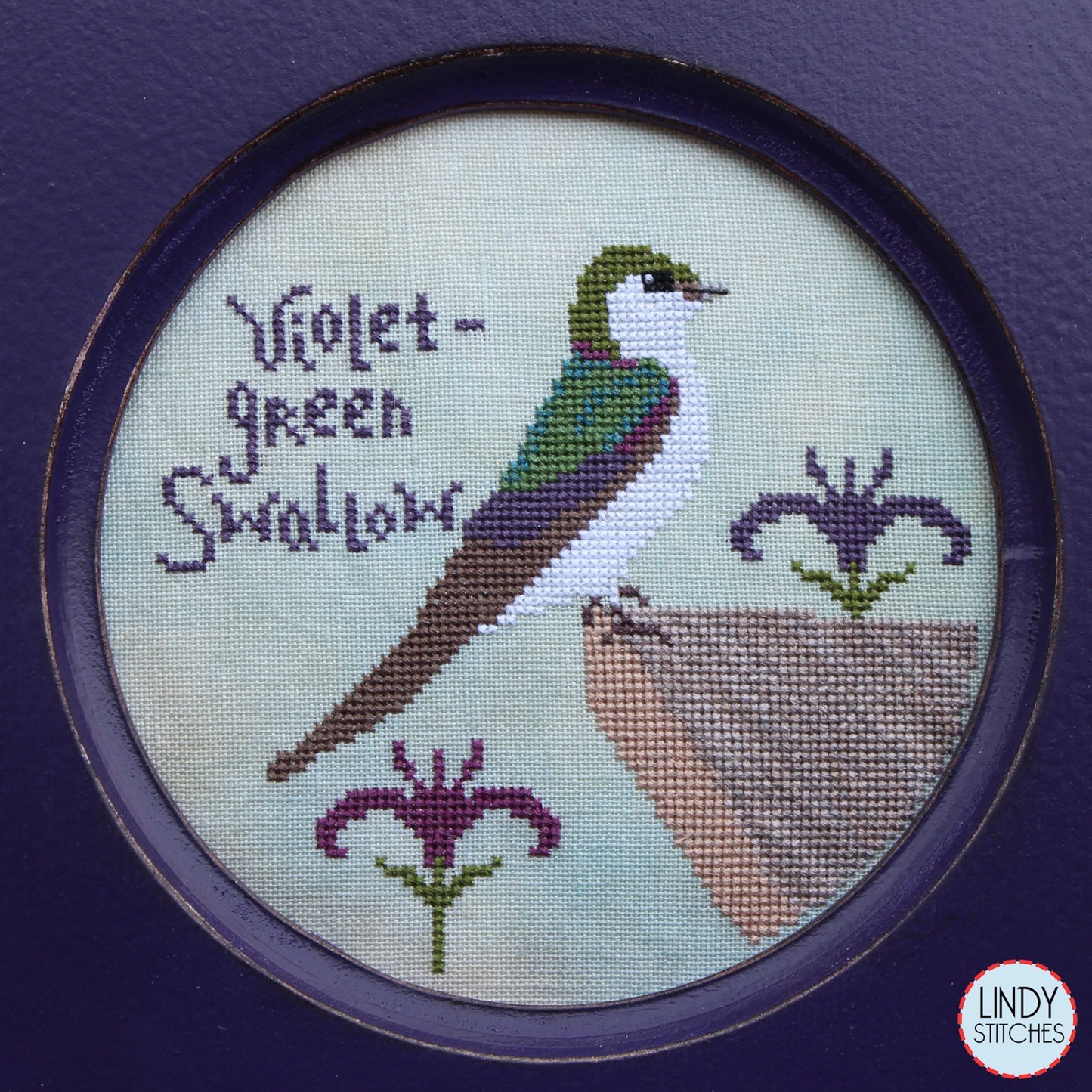 Violet Green Swallow Bird Crush Club Cross Stitch Pattern #11