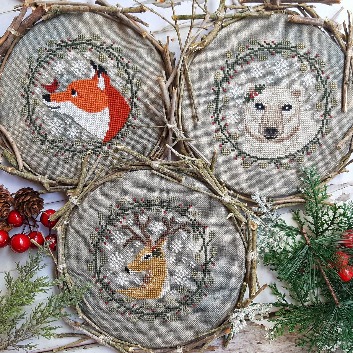 Winter Animals Trio 2024 Cross Stitch Pattern by Puntini Puntini