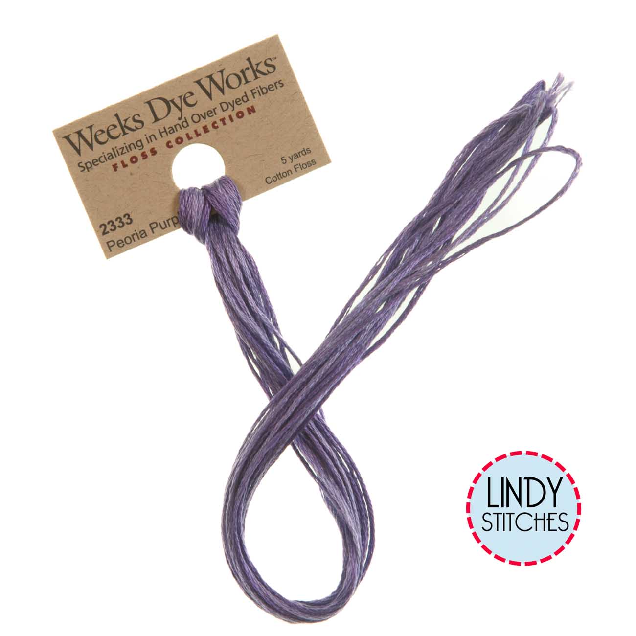 Peoria Purple Weeks Dye Works Floss Hand Dyed Cotton Skein 2333