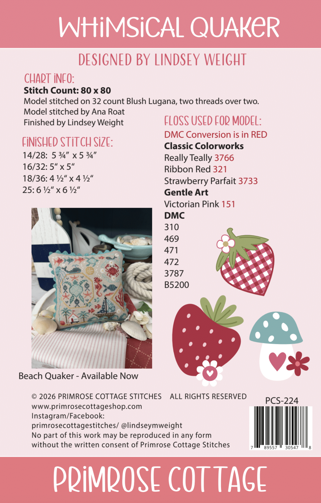 Whimsical Quaker by Primrose Cottage Cross Stitch Pattern