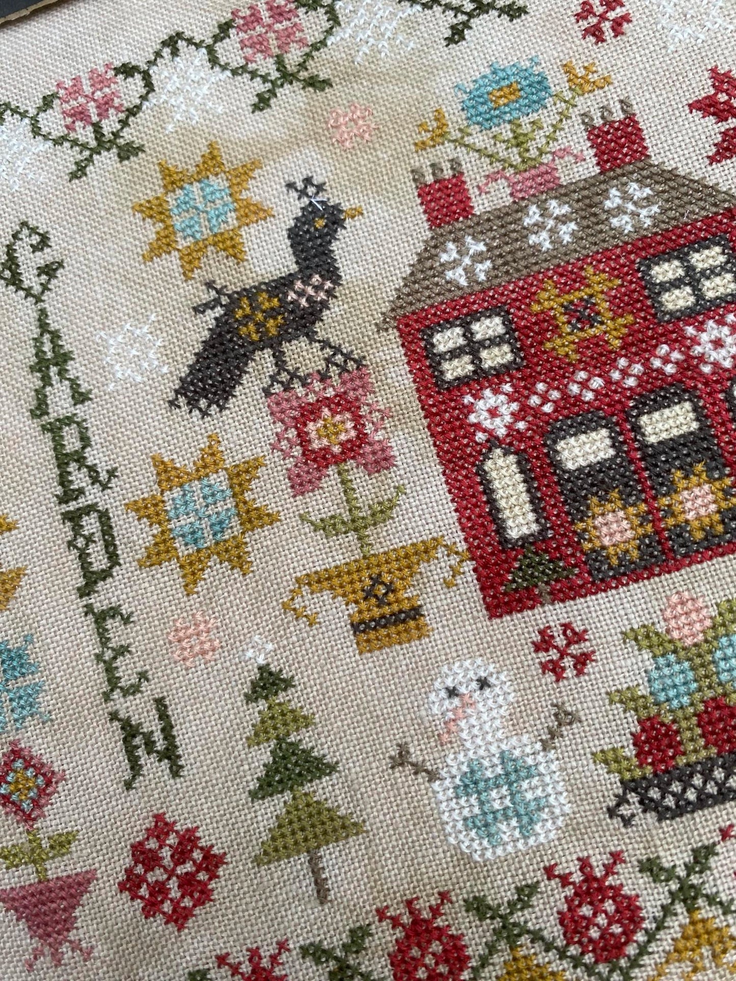 Winter Garden at Cranberry Manor Pansy Patch Cross Stitch Pattern