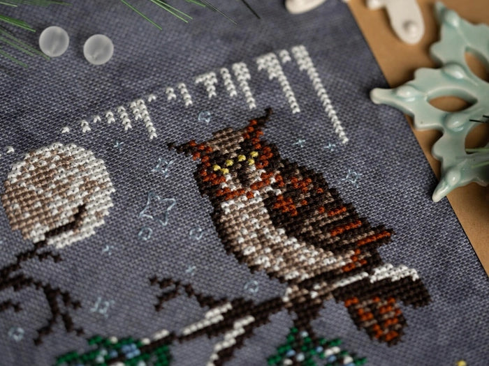 Winter Moon Nature Walk Cross Stitch Pattern by Sprouting Lupine