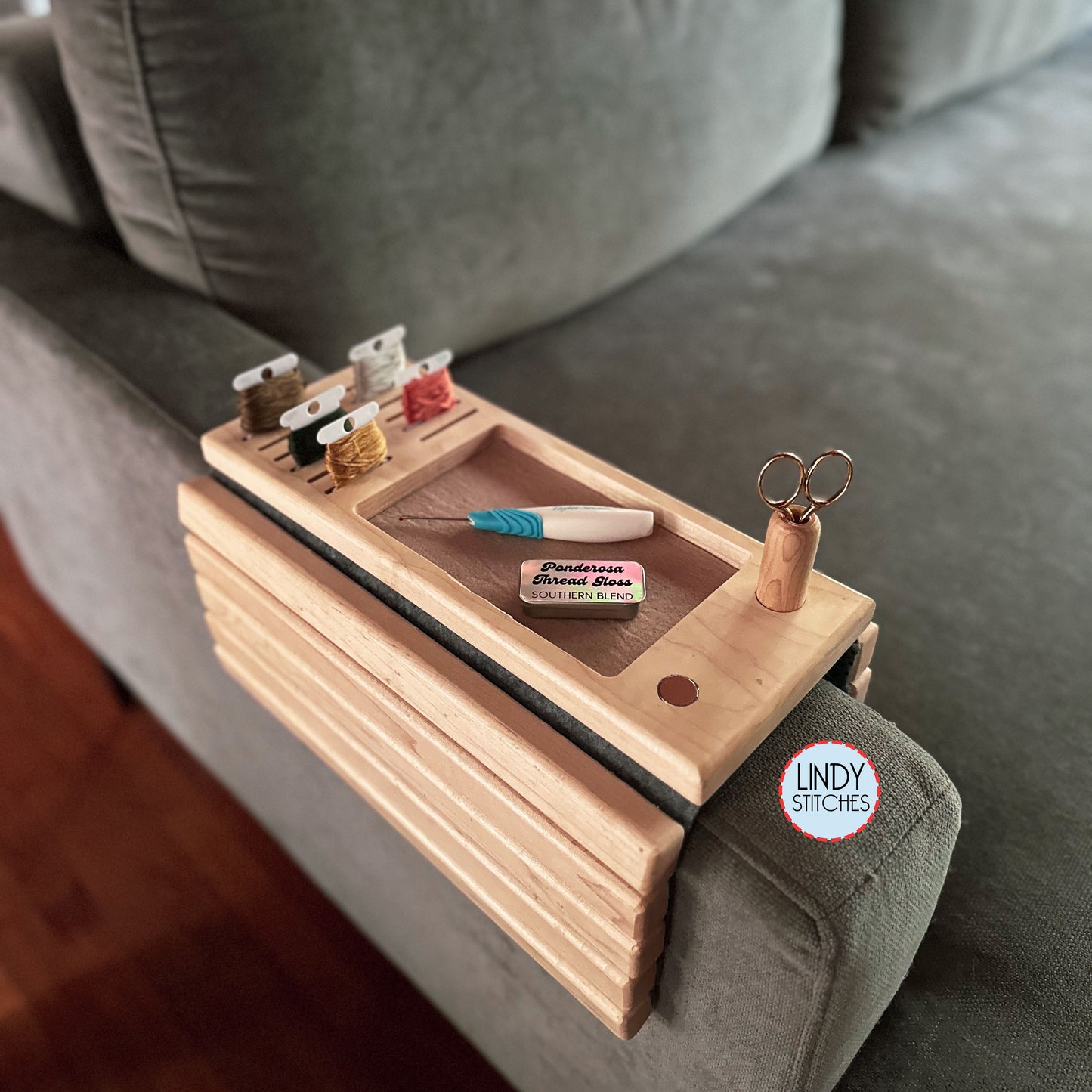 Wooden Arm Tray for Needlework Organization