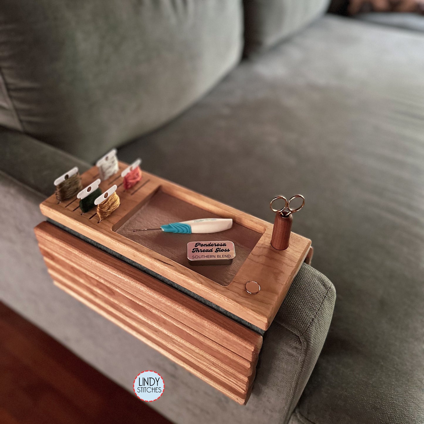 Wooden Arm Tray for Needlework Organization