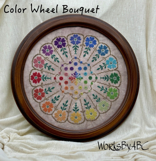 PREORDER WorksByABC COLOR WHEEL BOUQUET Cross Stitch Pattern