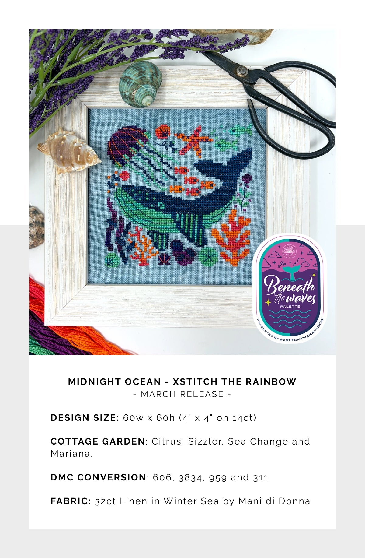 PREORDER FLOSS PACK for Beneath the Waves XStitch the Rainbow Collab Cottage Garden Threads Nashville Market