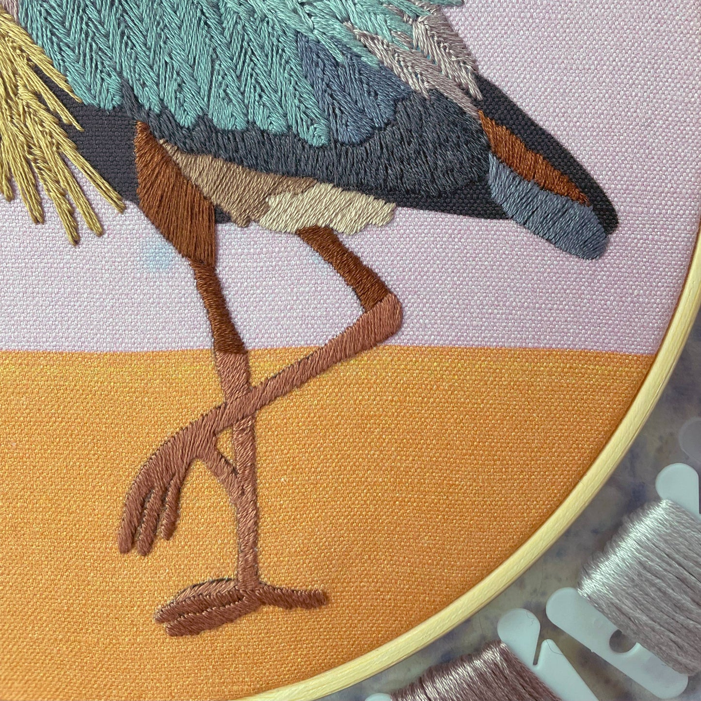 SALE DIY Embroidery and Beadwork Kit - Great Blue Heron (8")