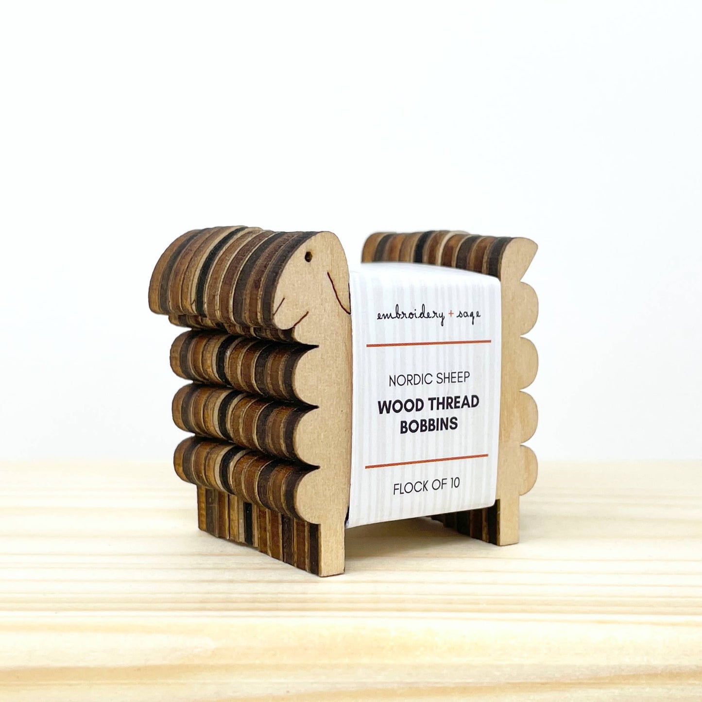 Nordic Sheep Wooden Thread Bobbins - Set of 10