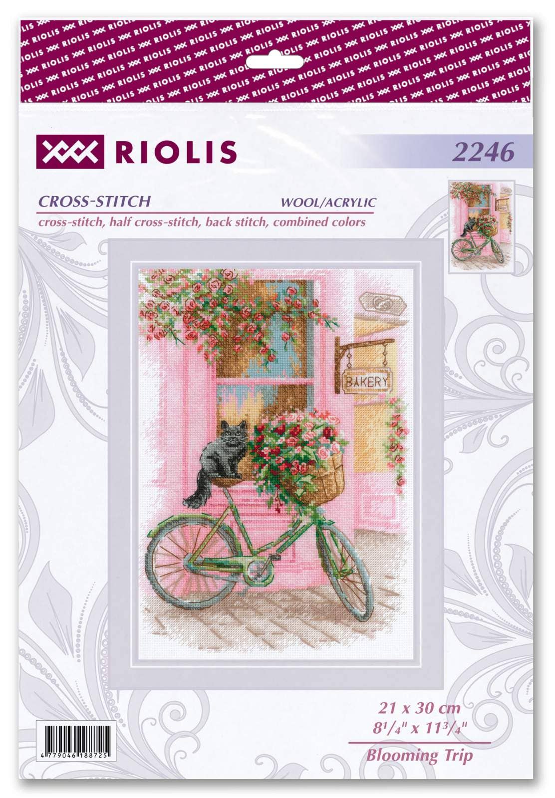 BLOOMING TRIP Cross Stitch Kit by RIOLIS 2246 Floral Bicycle