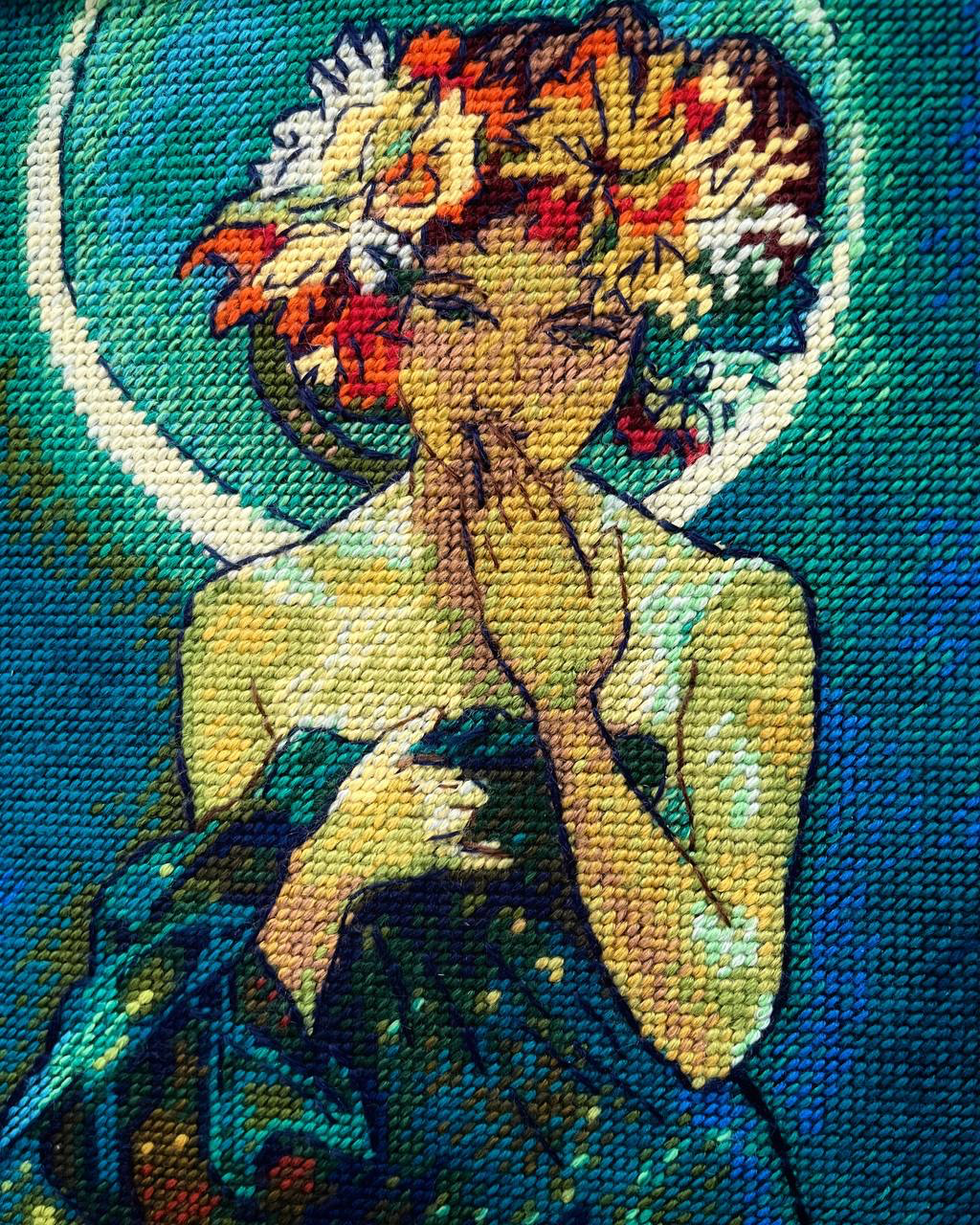 THE MOON Cross Stitch Kit by RIOLIS  2340 Art Nouveau Celestial