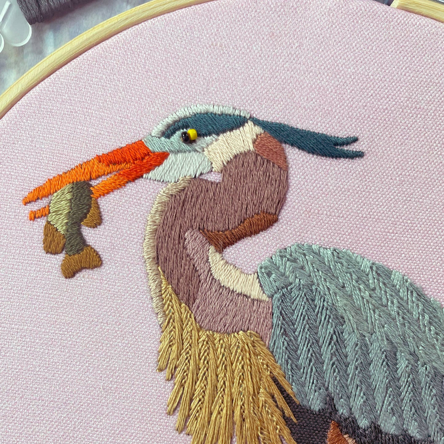 SALE DIY Embroidery and Beadwork Kit - Great Blue Heron (8")