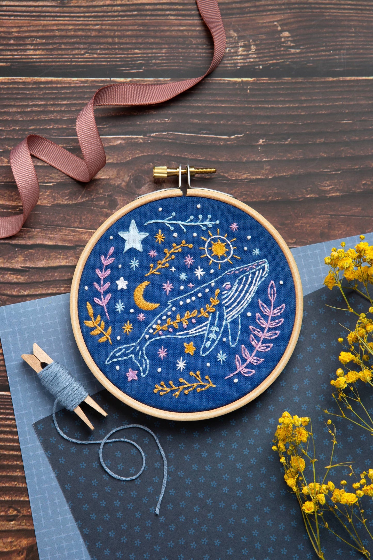 Celestial Whale Mini Embroidery Kit