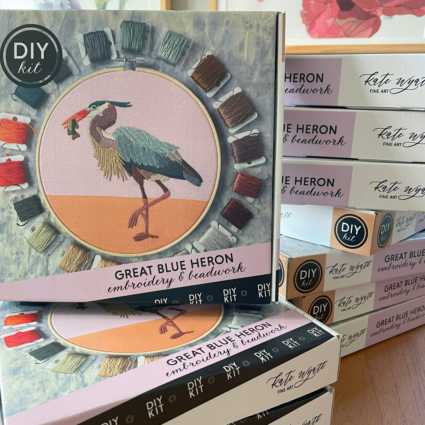 SALE DIY Embroidery and Beadwork Kit - Great Blue Heron (8")