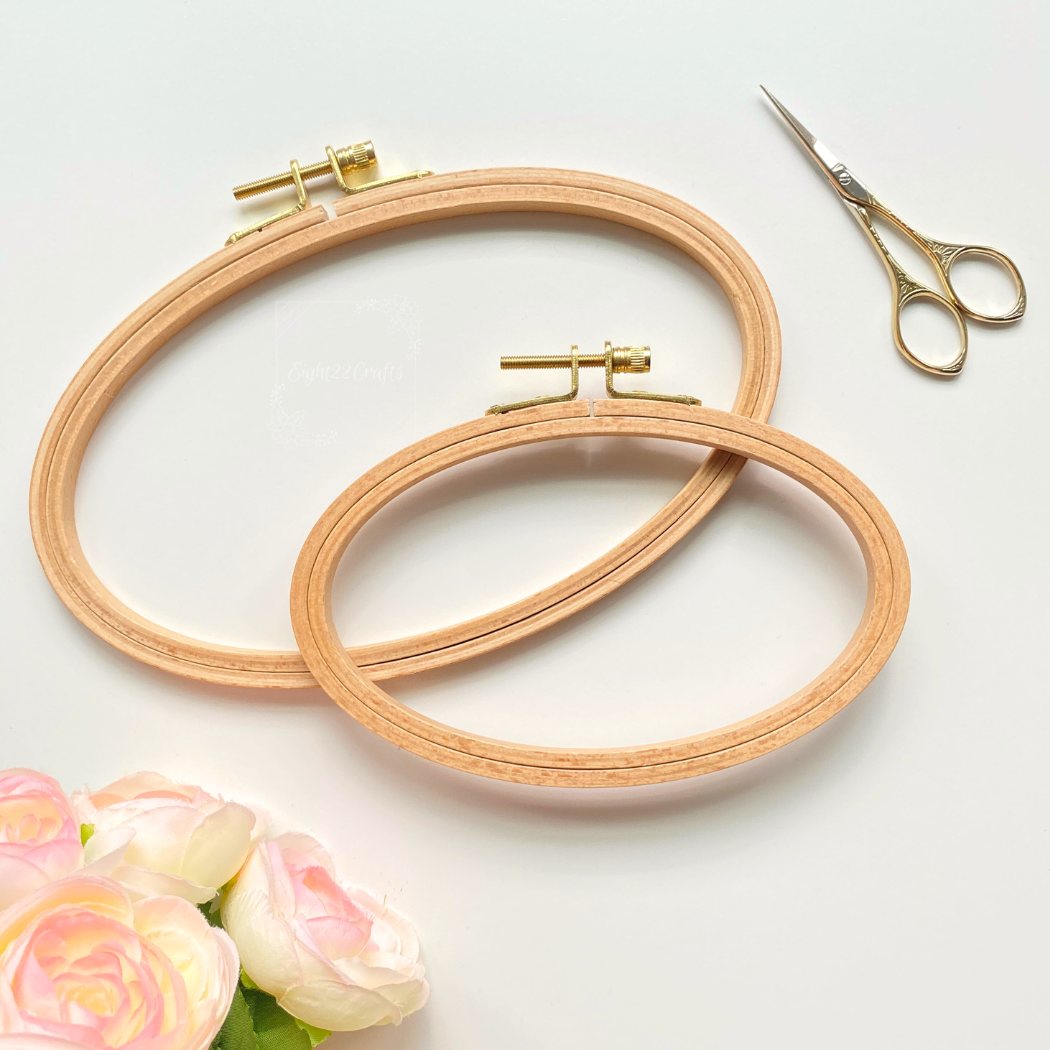 Oval Beechwood Embroidery Hoops for Needlework