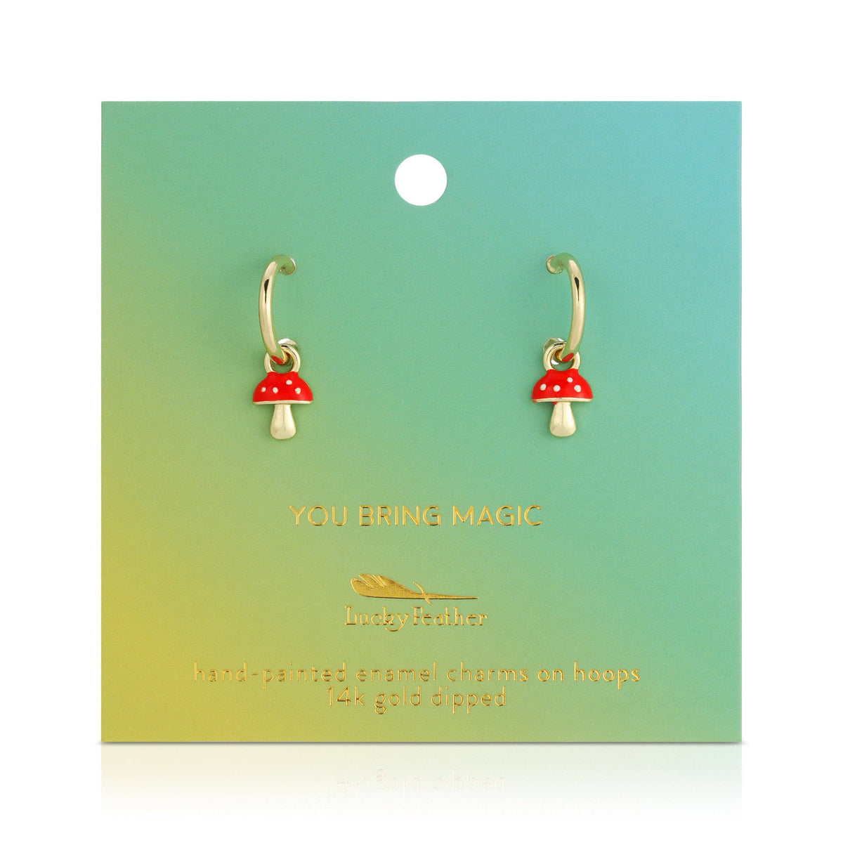SALE Mushroom Drop Hoop Earrings Gold Plated Nickel Free