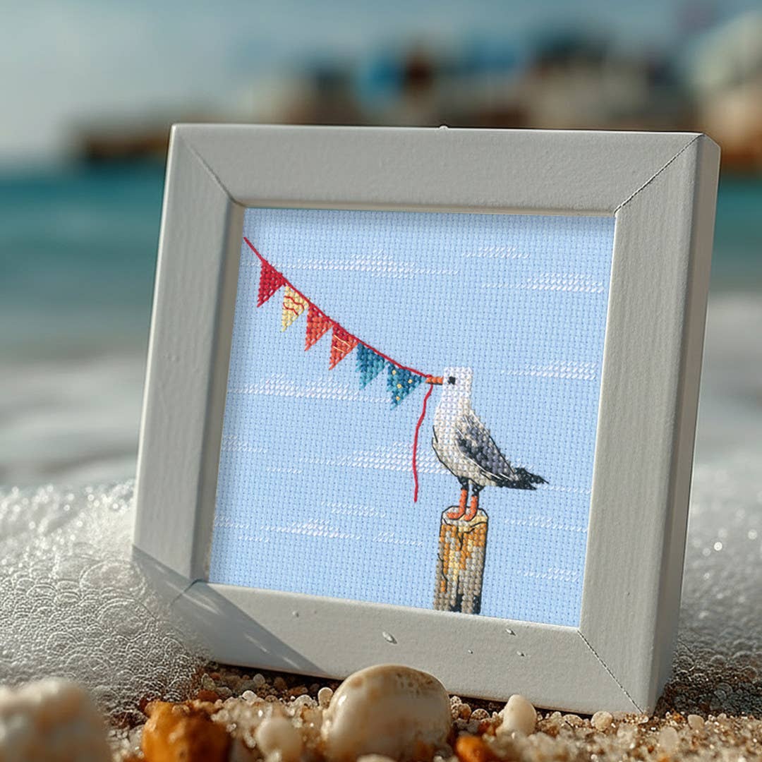 Seagull with flags Counted Cross Stitch Kit by RTO M1107