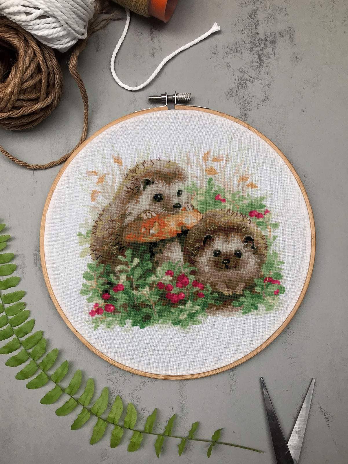 Hedgehogs In Lingonberries Cross Stitch Kit From Riolis 1469