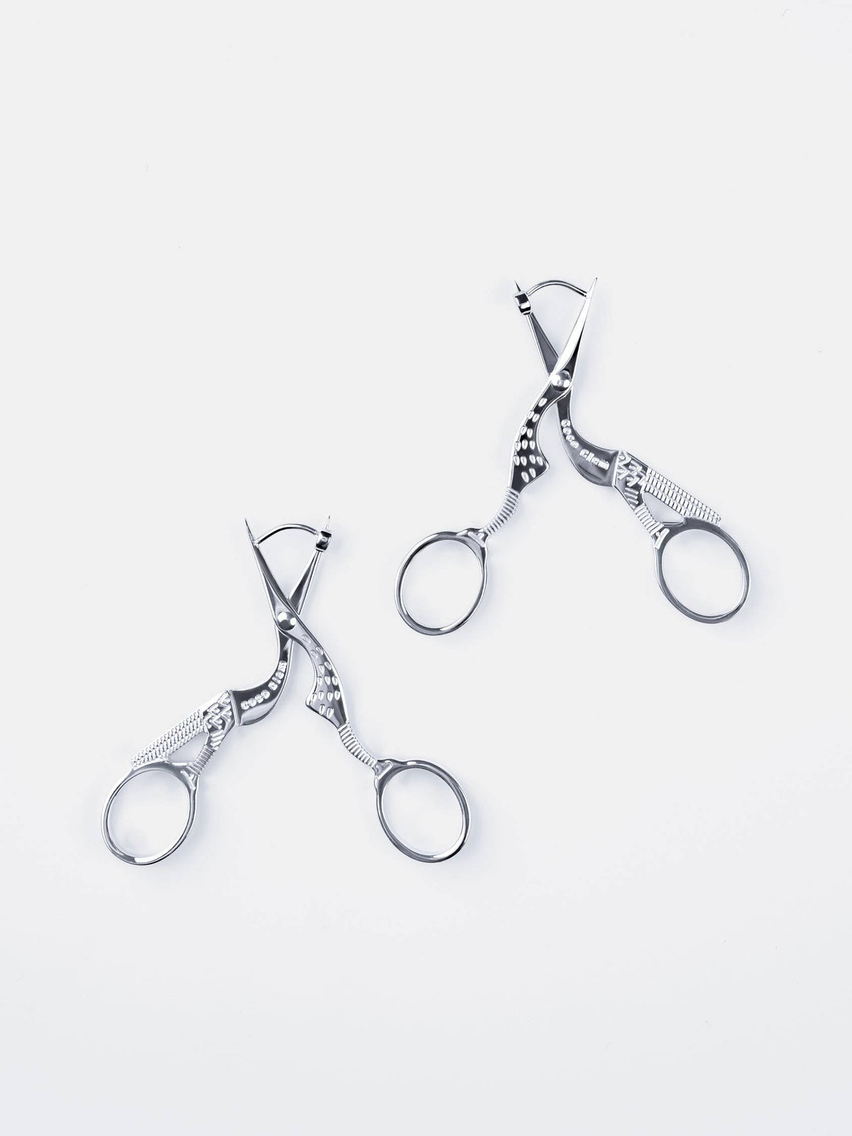 Stork Embroidery Scissor Earrings