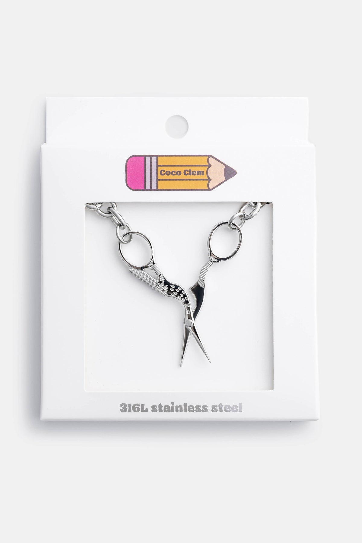 Stork Embroidery Scissor Necklace
