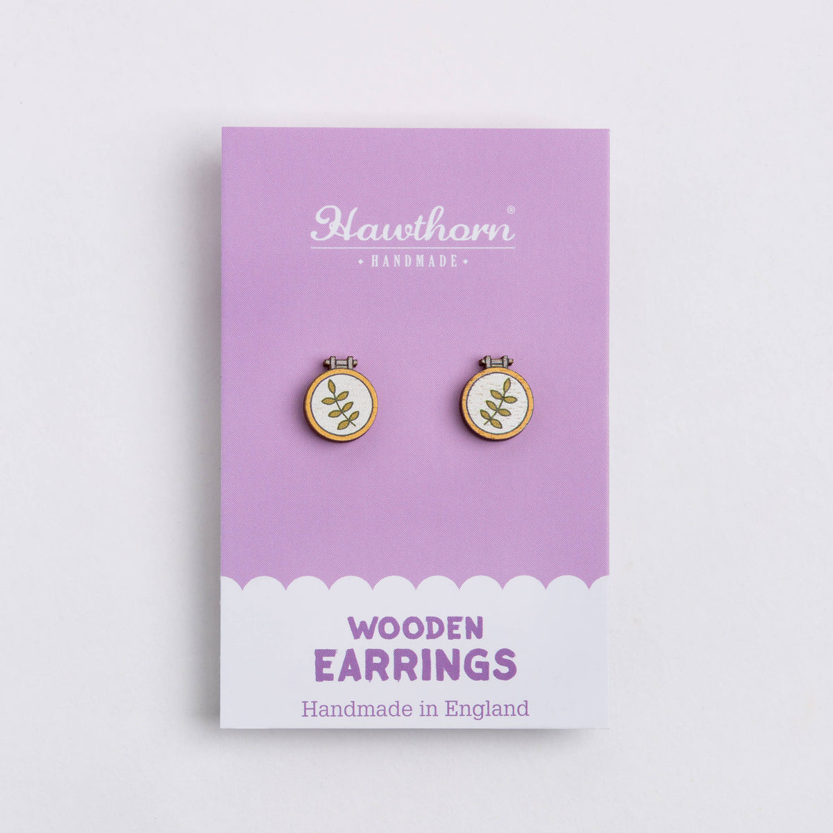 Embroidery Hoop Wooden Stud Earrings