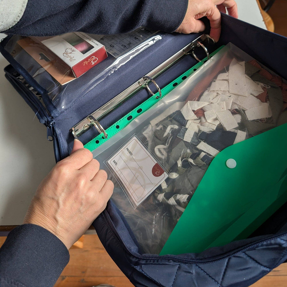 The Carry-All Sewing Organizer - Multi-pocket Binder Bag - Navy