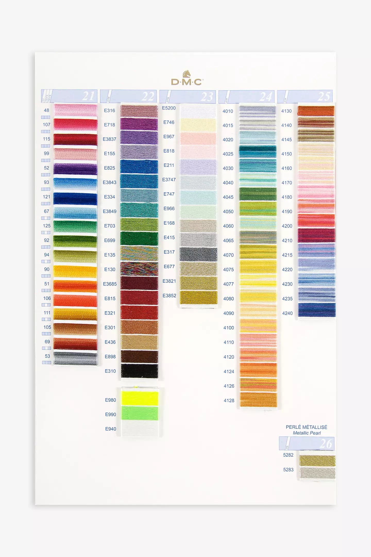 DMC Color Card with Real Thread Swatches