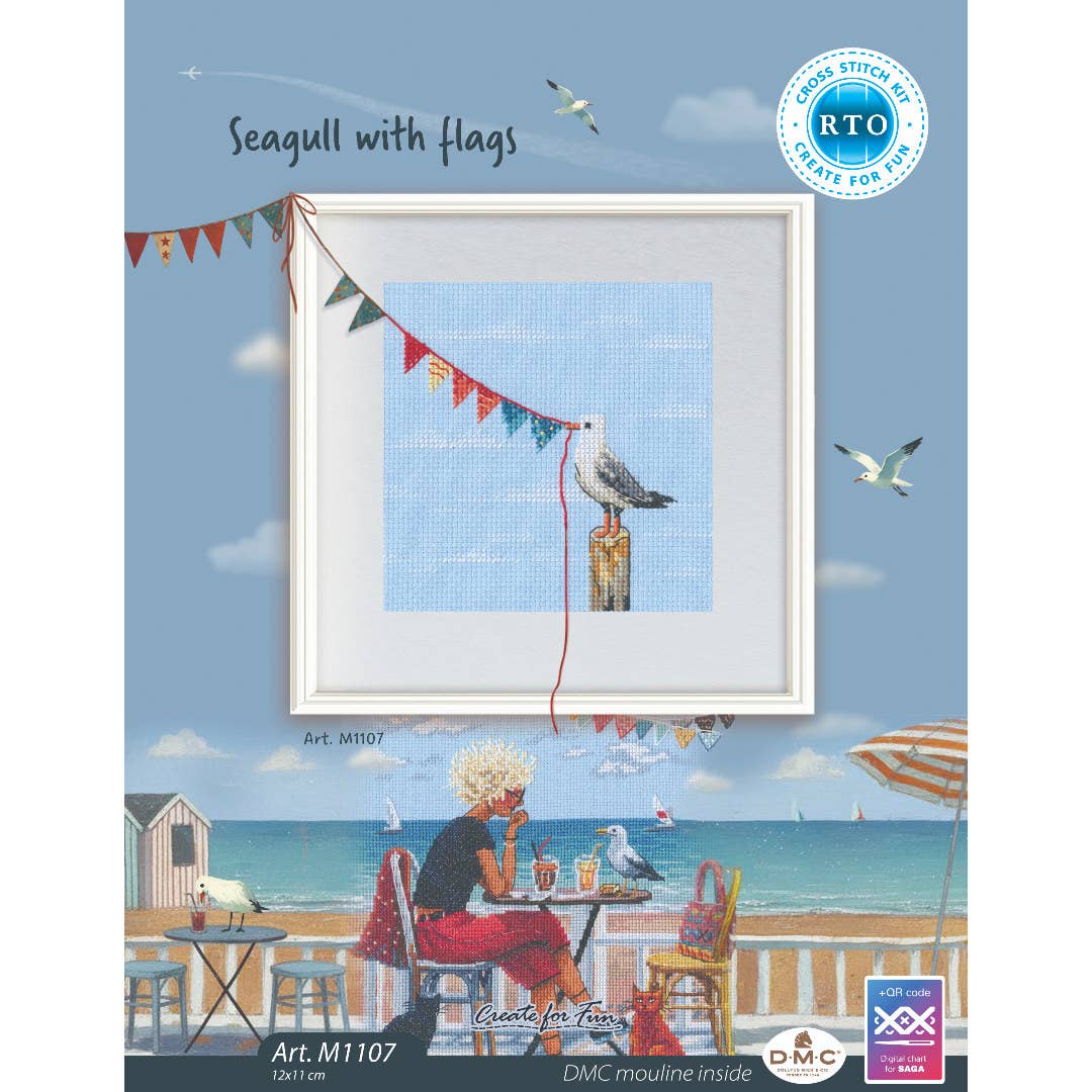 Seagull with flags Counted Cross Stitch Kit by RTO M1107