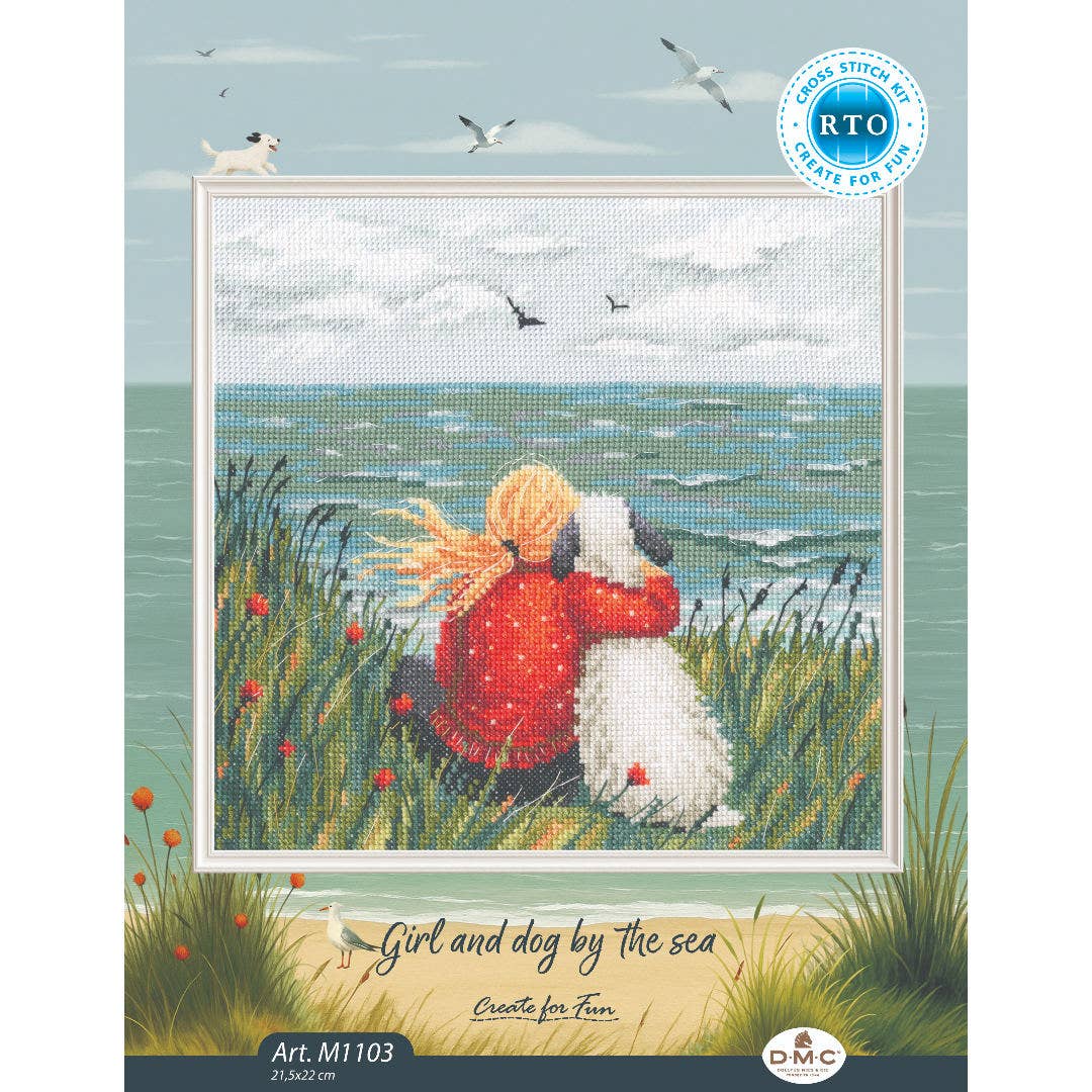 Girl and dog by the sea Cross Stitch Kit RTO Counted M1103