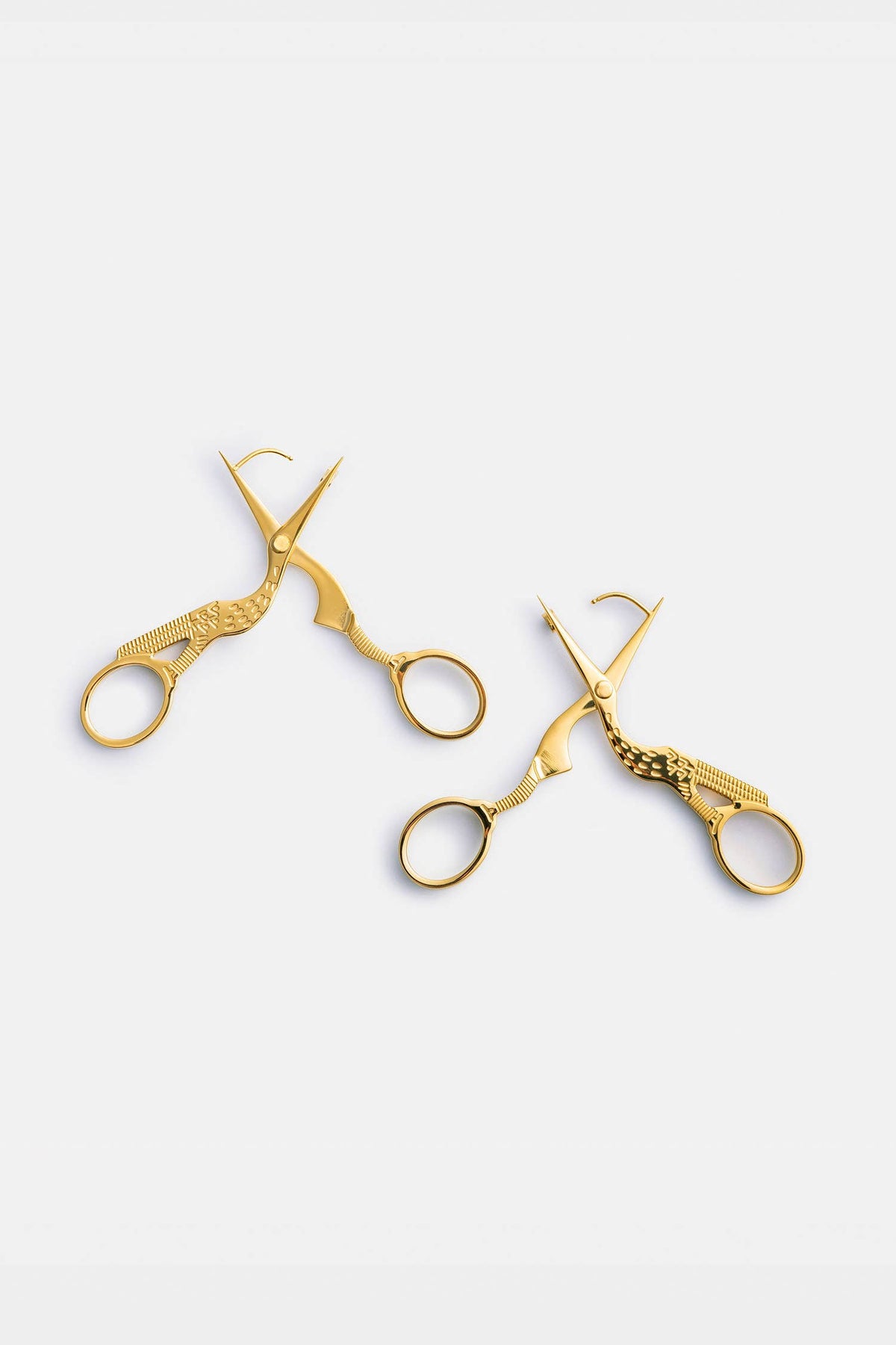 Stork Embroidery Scissor Earrings
