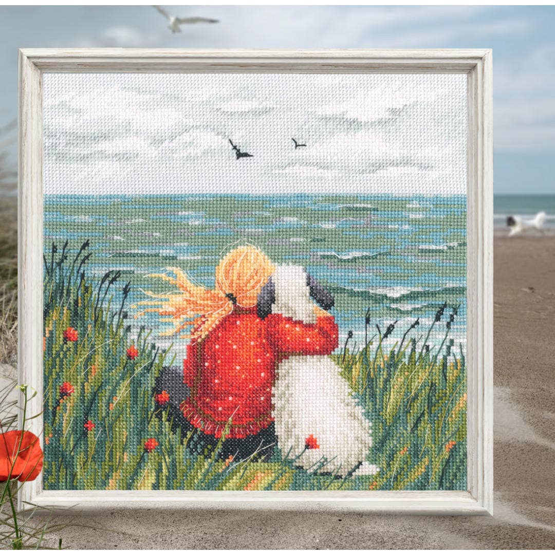 Girl and dog by the sea Cross Stitch Kit RTO Counted M1103