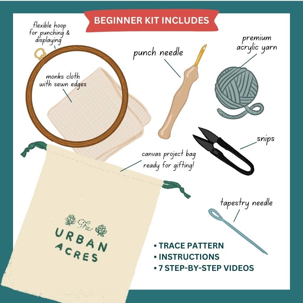 Frog Punch Needle Kit Beginner Friendly