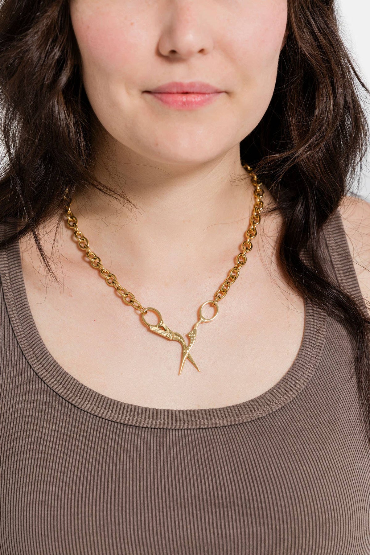 Stork Embroidery Scissor Necklace