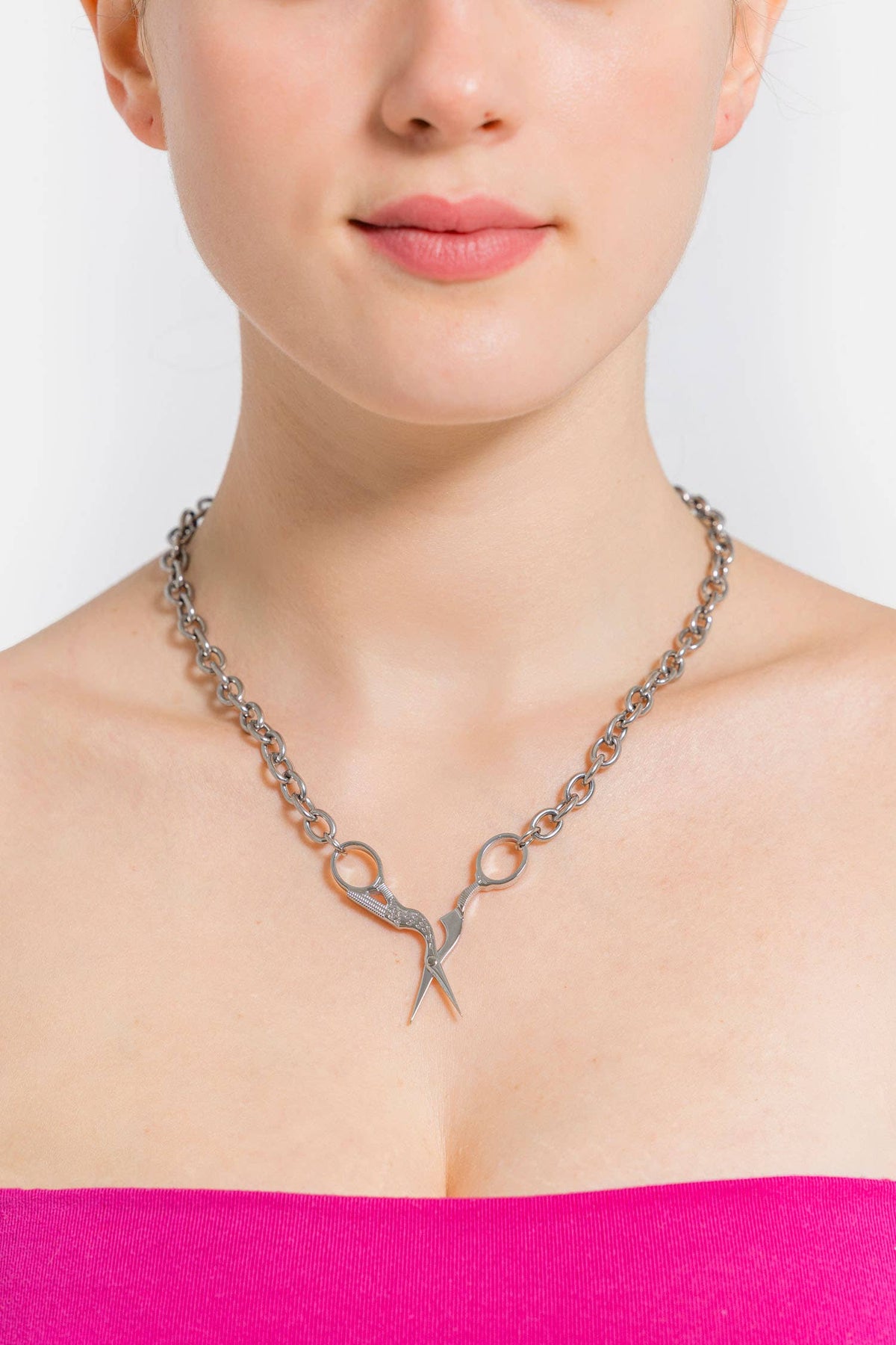 Stork Embroidery Scissor Necklace
