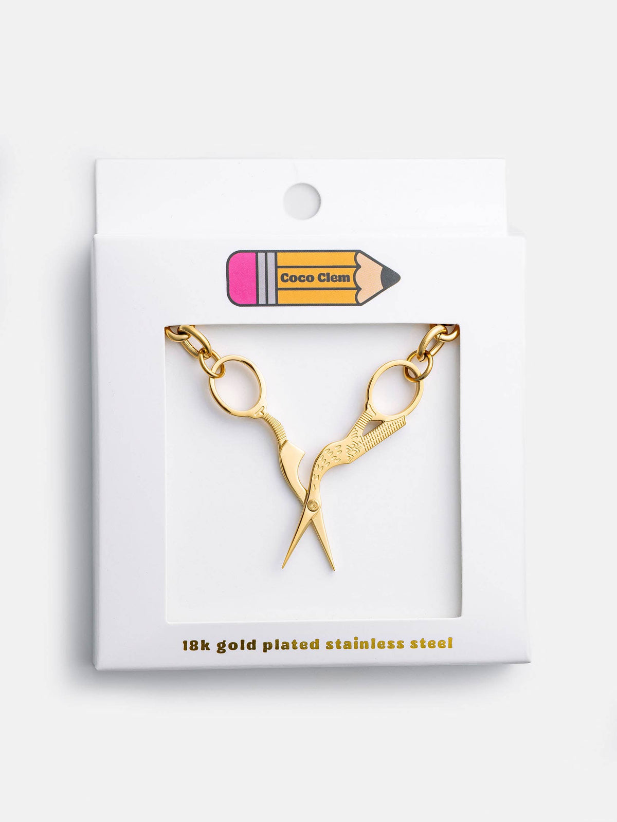 Stork Embroidery Scissor Necklace
