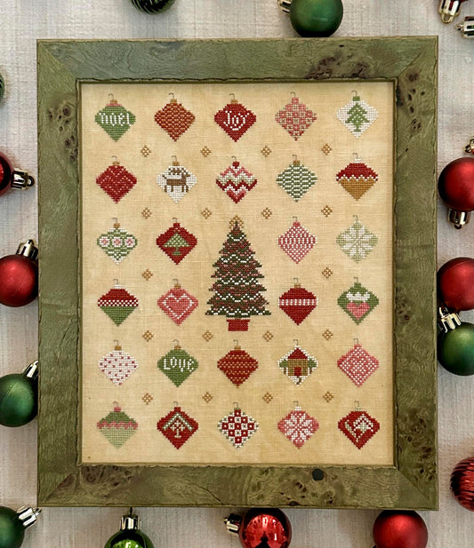Kathy Barrick TRIMMING THE TREE Cross Stitch Pattern
