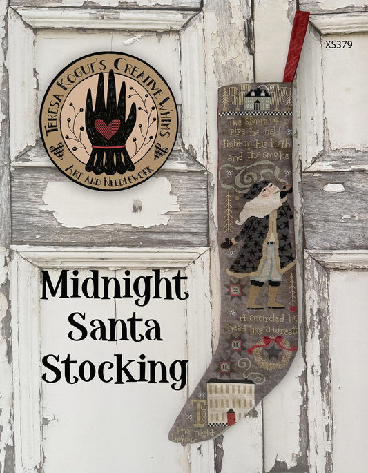 PREORDER Teresa Kogut MIDNIGHT SANTA STOCKING Cross Stitch Pattern Nashville Market