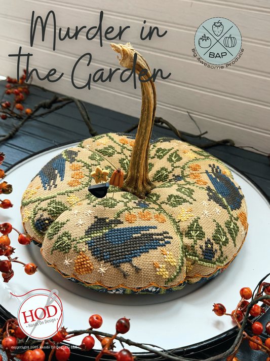PREORDER Murder in the Garden Cross Stitch Pattern by Hands on Design