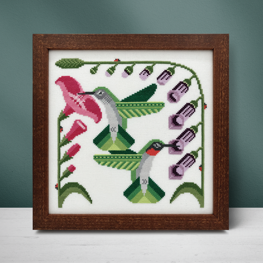 PREORDER Boomerang Stitches RUBY-THROATED HUMMINGBIRDS Cross Stitch Pattern Nashville Market