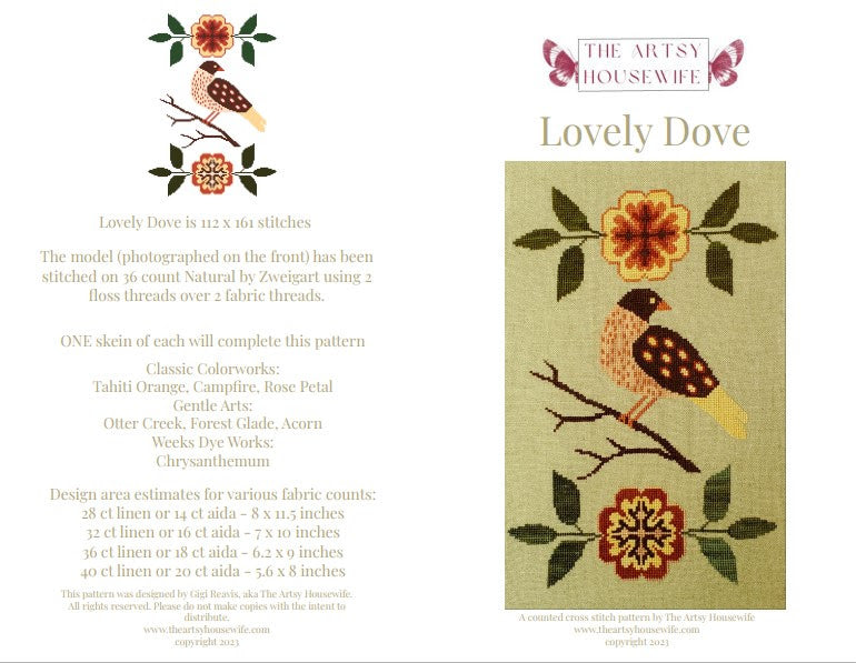Lovely Dove Cross Stitch Pattern by The Artsy Housewife