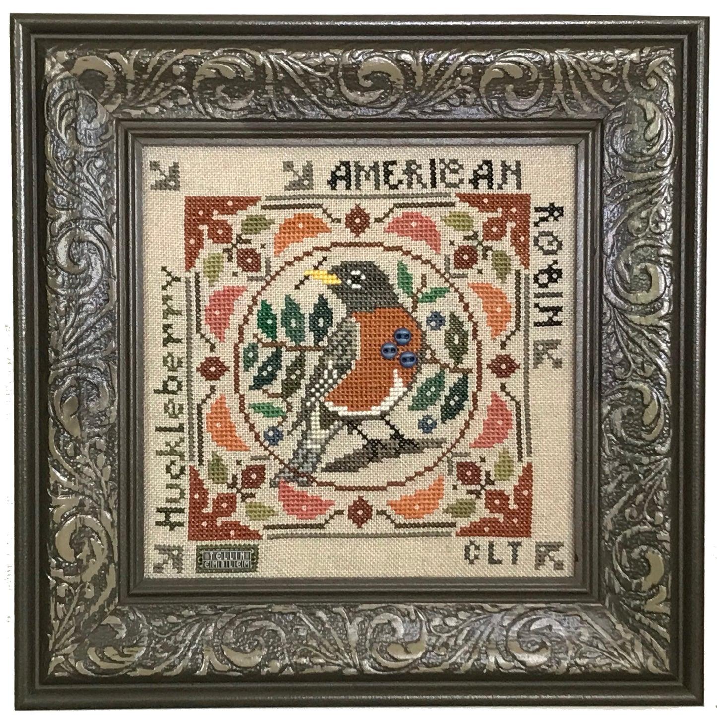 American Robin Birdie & Berries Cross Stitch Pattern by Tellin Emblem Physical Copy